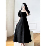 Elegant White Midi Dresses for Women 2023 Vintage Casual Short Sleeve A-Line Fashion Party Vestidos Femme Clothes