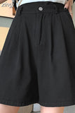 100% Cotton Korean Oversize 4Xl Shorts Women Harajuku High Waist Fashion Wide Leg Short Pants Summer Solid All Match