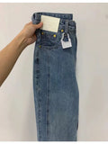 Autumn New High Waist Baggy Jeans Women Casual Fashion Straight Leg Pants Y2k Denim Trousers Vintage Loose Blue Washed