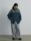 [Daihe] Autumn New Leisure Lapel Retro Wash Water Loose Versatile Medium Long Denim Shirt H7266-Outfit