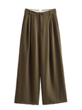 Women's Autumn New Dress V-Neck Short Vest High-Waist Broad Leg Trousers Commuting