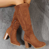 Coarse And Velvet High-Chamed Knight Boots Women But Knee Round Head High And Pointed Boots