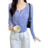 Zingj Long Sleeve Design Sense Niche Bottom T-Shirt Female 2024 New Milk Sweet V Collar Slim Knit Short Jacket-Outfit