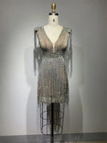 High Luxury Super Flash Water Drill So Sexy V-Neck Short Dress Ge-Dequet Party Party Party Dress Performance