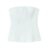 And White Tsets 2025 Spring And Summer Shoulder Repair Silk And Silk Textured Back Zipper Short Vest