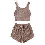 And Summer Women's Hot Style Slim Vest Shorts Set Casual Home Clothes Two