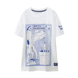 2025 New Women's Round Collar Short Sleeve Contrast Color Print T-Shirt 5644156