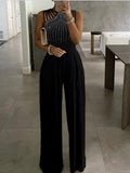 Suits Party Sequins Wide Leg Jumpsuit Women Elegant Sexy Sleeveless One Piece Outfits Summer 2023 Evening Club