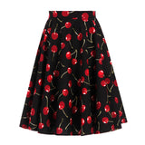 Autumn High Waist Skirt Cotton Womens Polka Dot Floral Print Vinatge Swing Pinup Rockabilly 50s Retro Vintage Party