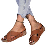 Zingj New Large Size Leather Bread With Thick Bottom Crocs Light Good Wear Sandals Women