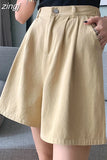 100% Cotton Korean Oversize 4Xl Shorts Women Harajuku High Waist Fashion Wide Leg Short Pants Summer Solid All Match