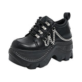 Babes Rock Dark Punk Round Head Height Tie With Thick-Soled Pine Pastry Shoes Sub-Cultural Small Leather