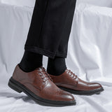Zingj Shoes Men Korean Edition Fashion Business Dress British Suit Wedding Black Casual Shoes