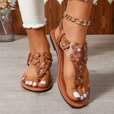 Zingj Size Sandal Female Flower Clip Foot Flat Sandal 2024 Summer New Herringword Sandal Beach