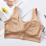 Bras For Women Solid Push Up Bra Cotton Bralette Brassiere Comfortable Wireless Underwear V Back Female Sexy