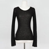 High Quality Plain T Shirt Women Cotton Elastic Basic T-shirts Female Casual Tops Ruffles Sexy Thin T-shirt See