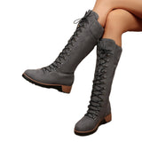 Boots 2025 Autumn New Patent Leather Round Head Thick And Middle Knight
