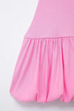 Knitted Hollow Out Back Mini Balloon Dress-Outfit