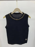 Summer Women Big Brand Knitted Vest Female Fashion Letter Embroidery Sexy Slim Fit Striped Camisole Bra Designer