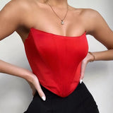 Zingj Light Color Ding Arc Wrapped Chest Female Playful Sexy Wind Back Exposed A Word Collar Slim Top-Outfit