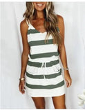 new women's drawstring color sling dress dress