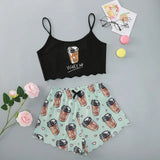 Printed Girls' Short-Sleeved Shorts Sexy Pajamas Girls' Cartoon Leisure PJ Leisure Home