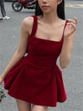 Red Backless V Cut Bow Mink Dress-Outfit