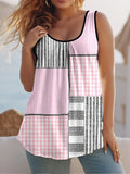Round Collar Vest New Art Splicing Pattern 3D Digital Printing Sleeveless Women's Folding