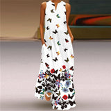 Summer Women's Fashion Sexy Digital Printed V-neck Sleeveless Pocket