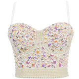 Handmade Sequin halter bustier corset crop top women summer indie tank party y2k top clubwear Cropped tube womens tops
