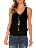 Summer Short Sleeve New Hot Pure Color Buffet Sleeveless Waist Knitted Leisure Vest