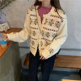Floral Jacquard Knitted Cardigan- Outfit
