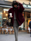 Burgundy Solid Baseball Jacket- Outfit