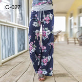 Spring Autumn Loose Beach Women's Pants Fashion Floral Print Drawstring Wide Leg Ladies Long Pants Sweatpants Plus