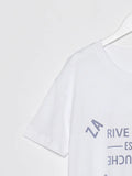 Classic White Letter Print T Shirt Women 100% Cotton Casual 2022 Fashion T-shirt Summer Street Split Women Clothing
