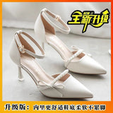 Pure Desire High-Heeled Women 2025 Summer Fragrant Style With Skirt Single Shoes One-Word Fashion