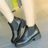 Zingj Autumn Winter New Round Head Ankle Boots With Flat And Bare Boots Thick Martin Women's Boots- Outfit