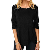 Women Casual Long Sleeve O Neck Button Irregular T Shirt Spring Vintage Loose Shirt Oversize 2XL Tee Shirt Oversized Tops