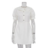Zingj Summer French Dress High Sense Doll Collar Short Sleeve Slim Temperament A Line Skirt-Outfit
