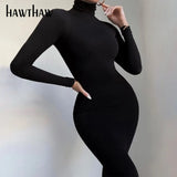 Women Autumn Winter Long Sleeve Bodycon Soild Color Turtleneck Jumpsuit Romper Playsuit 2020 Famale Clothing