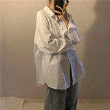 Solid White Blouses Simple Casual Shirts Oversize 4XL Turn-down Collar Pockets Basic Tops Korean Style Loose All-match