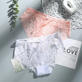 Sexy Low Waist Women's Underwear Lace Plus Size Seamless Panties Breathable Lingerie Female Briefs Solid Hollow