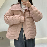 High-End White Duck Down Sweet Down Jacket Female Short Fashion Knitting Large Lapel Splicing Small Pressure Rubber Coat-Outfit