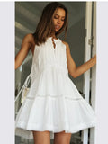Black White Dress Summer Casual Loose Sleeveless Female Patchwork Lace Elegant Beach Party Dresses For Women Robe