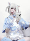 Arm Warmers T-shirt Casual Japanese Cartoon Print Kawaii Tops 2024 Women Y2k Cute Camisetas Sweet Harajuku Tees