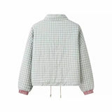 Plaid Heart Patchwork Pocket Puffer Jacket- Outfit