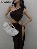 2022 Summer Sleeveless Backless Cut Out Maxi Dress Outfits for Women Sexy Club Party Split Dresses Gown