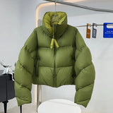 High-End White Duck Velvet Contrast Color Bread Clothing Women Winter New Puffs Feeling More Thick Loose Couples Fashion Coat Tide-Outfit