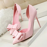 Zingj Korean Version Of Fashion Delicate Sweet Bow High Heels Fine Heel High Heel Shallow Mouth Tip