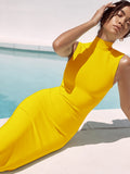 Bandage Dress 2022 New Women's Yellow Bandage Dress Bodycon Elegant Sexy Evening Club Party Dress High Quality